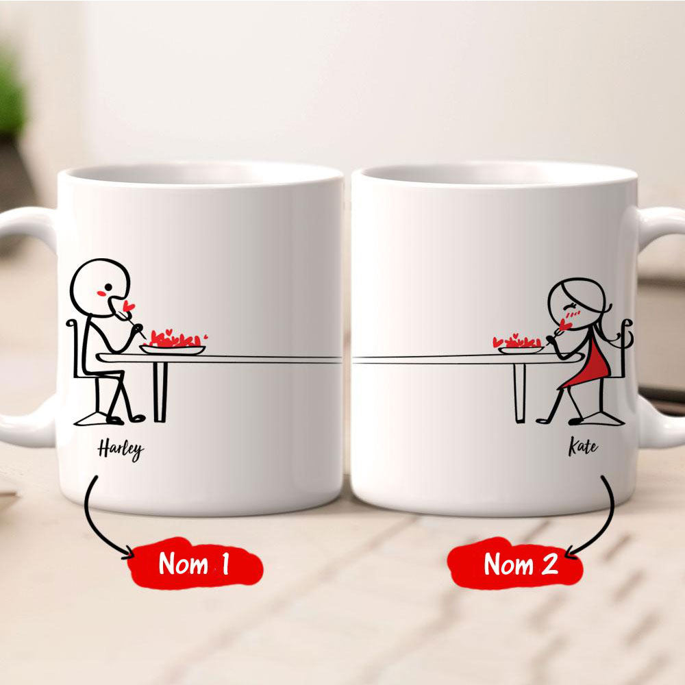 Nom Mug Personnalisé Couple Mug Couple Tasse - Aimer l'heure du petit